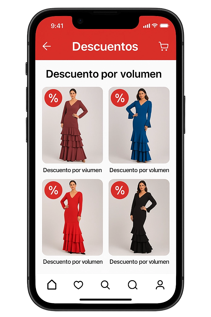 Descuentos automáticos y reglas dinámicas de precios en tienda online de moda flamenca