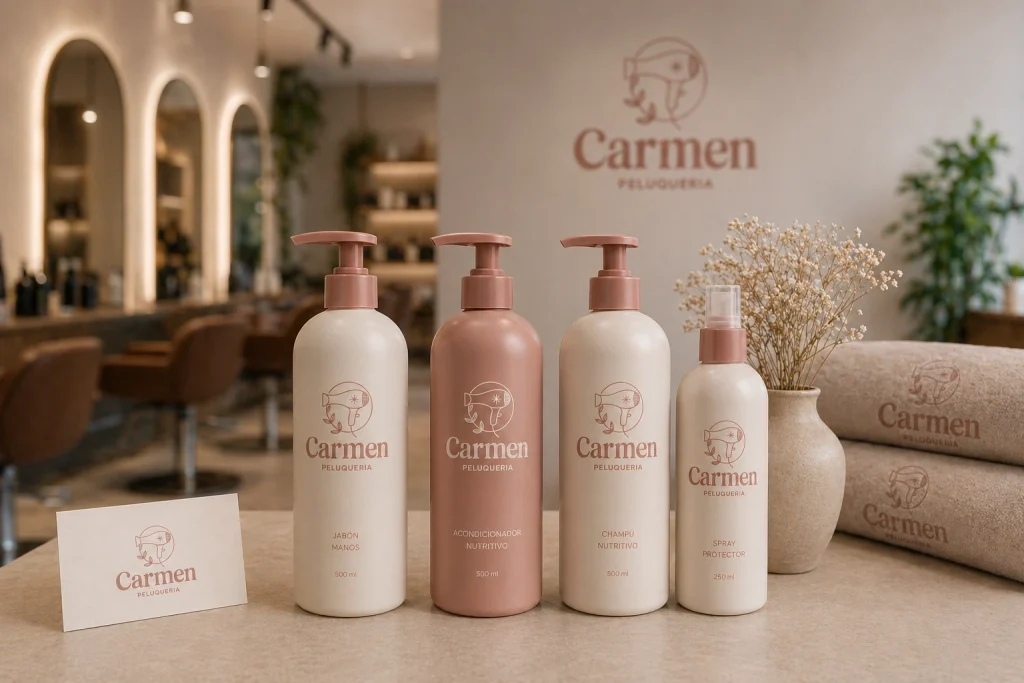 Productos y elementos corporativos del salón