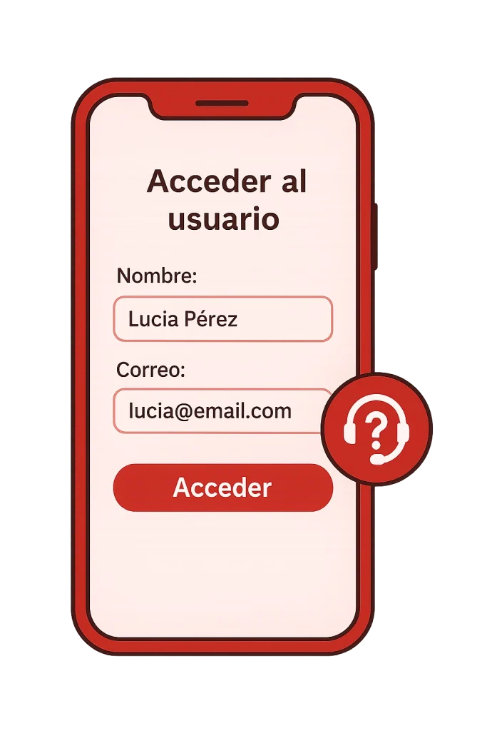 Sistema de soporte interno con acceso directo a cuentas de usuario