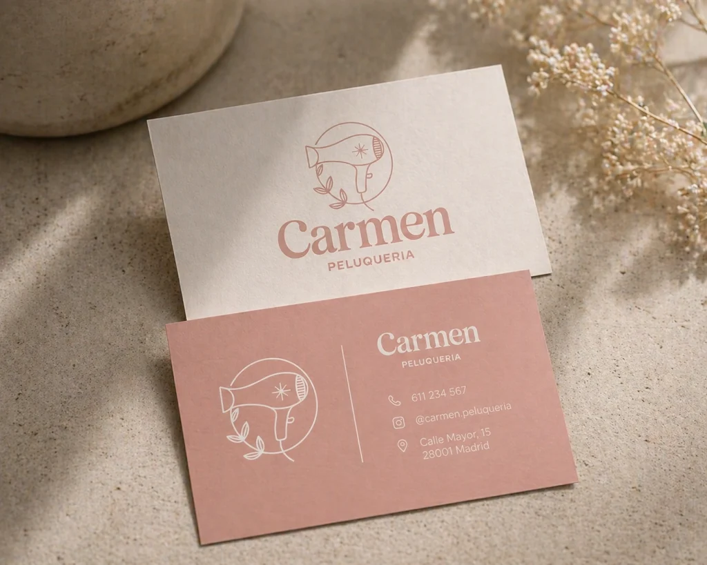 tarjetas corporativas de peluquería con diseño elegante